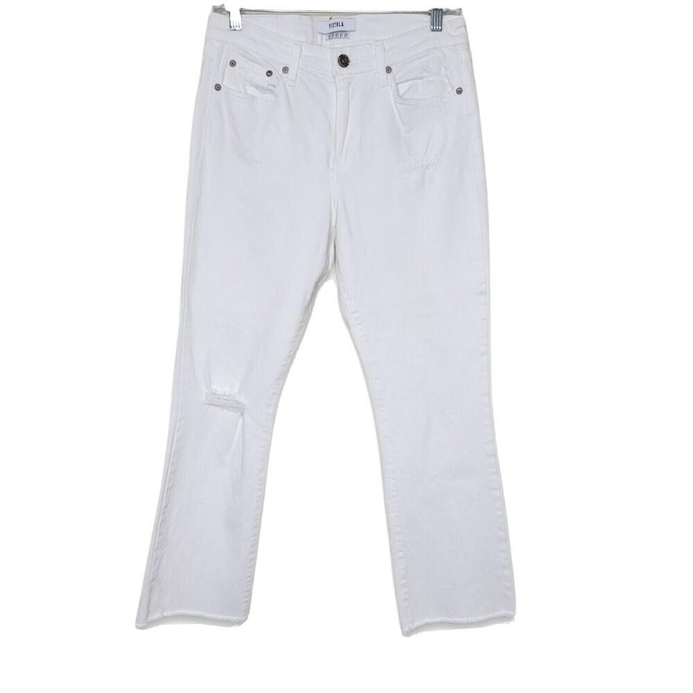 Pistola High Rise Bootcut Raw Hem Jeans White Denim Women's Size 27 distressed